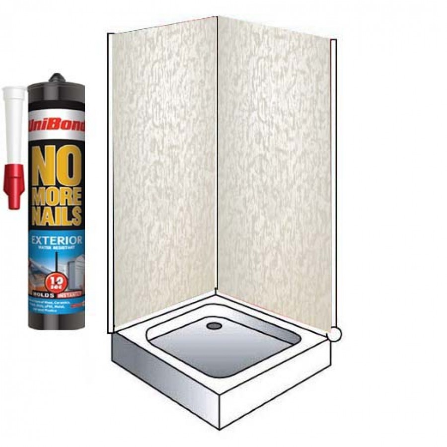 Shower Wall Panel Kit to cover 2 x 1000 walls 5mm Pearlescent White 30